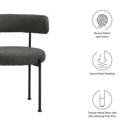 Juego de 2 sillas de comedor de tela Albie Boucle de Modway