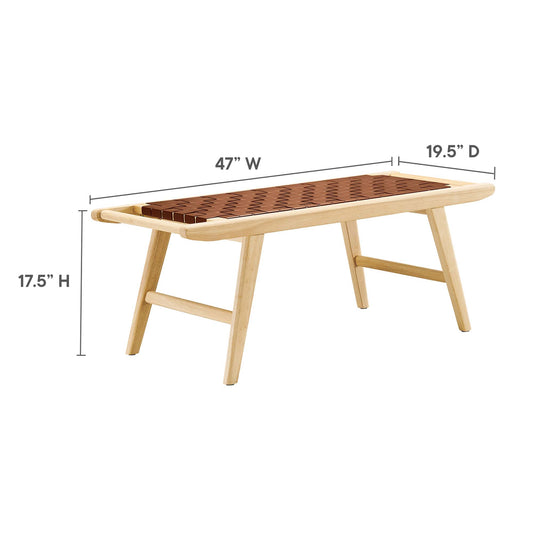 Banco de madera de cuero sintético Saoirse de 47" de Modway