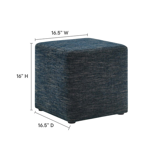Pouf carré rembourré en tissu chiné tissé Callum de 17 po