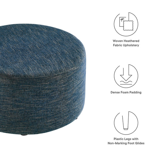 Grand pouf rond rembourré en tissu chiné tissé Callum de 74 cm