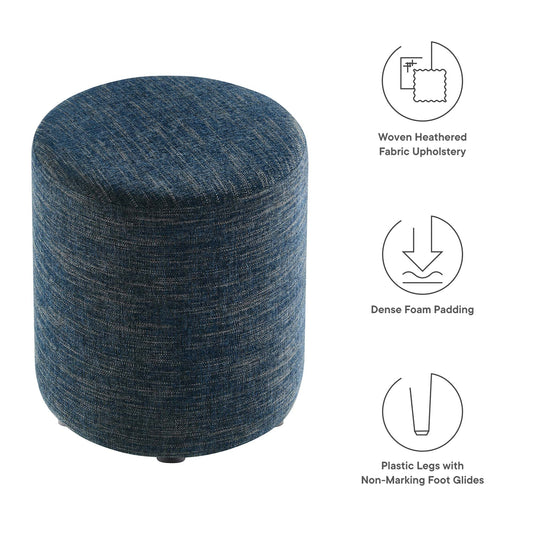 Pouf rond rembourré en tissu chiné tissé Callum de 40,6 cm