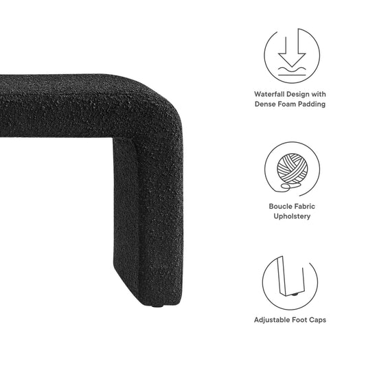 Banco largo con cascada de tela bouclé Simba de Modway