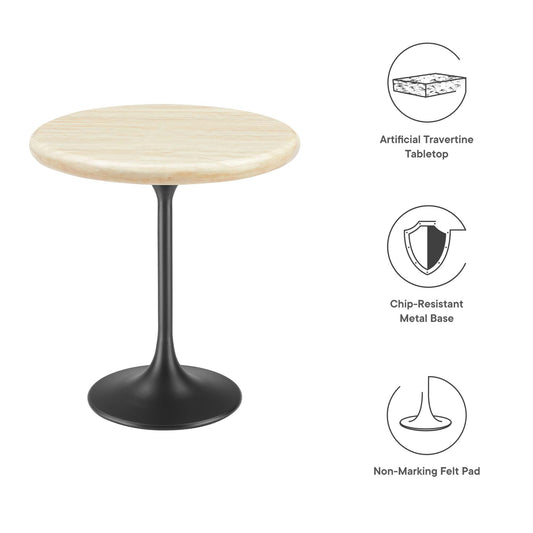 Table d'appoint ronde Lippa en travertin artificiel de 50 cm