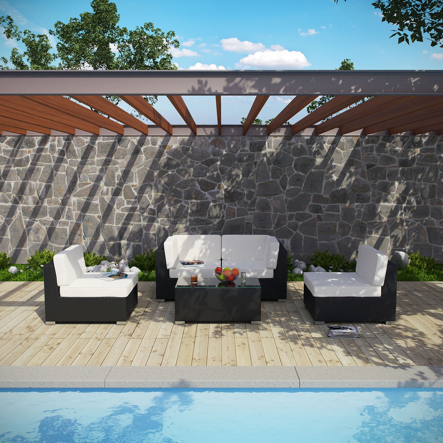 Conjunto de 5 piezas para patio exterior Camfora de Modway
