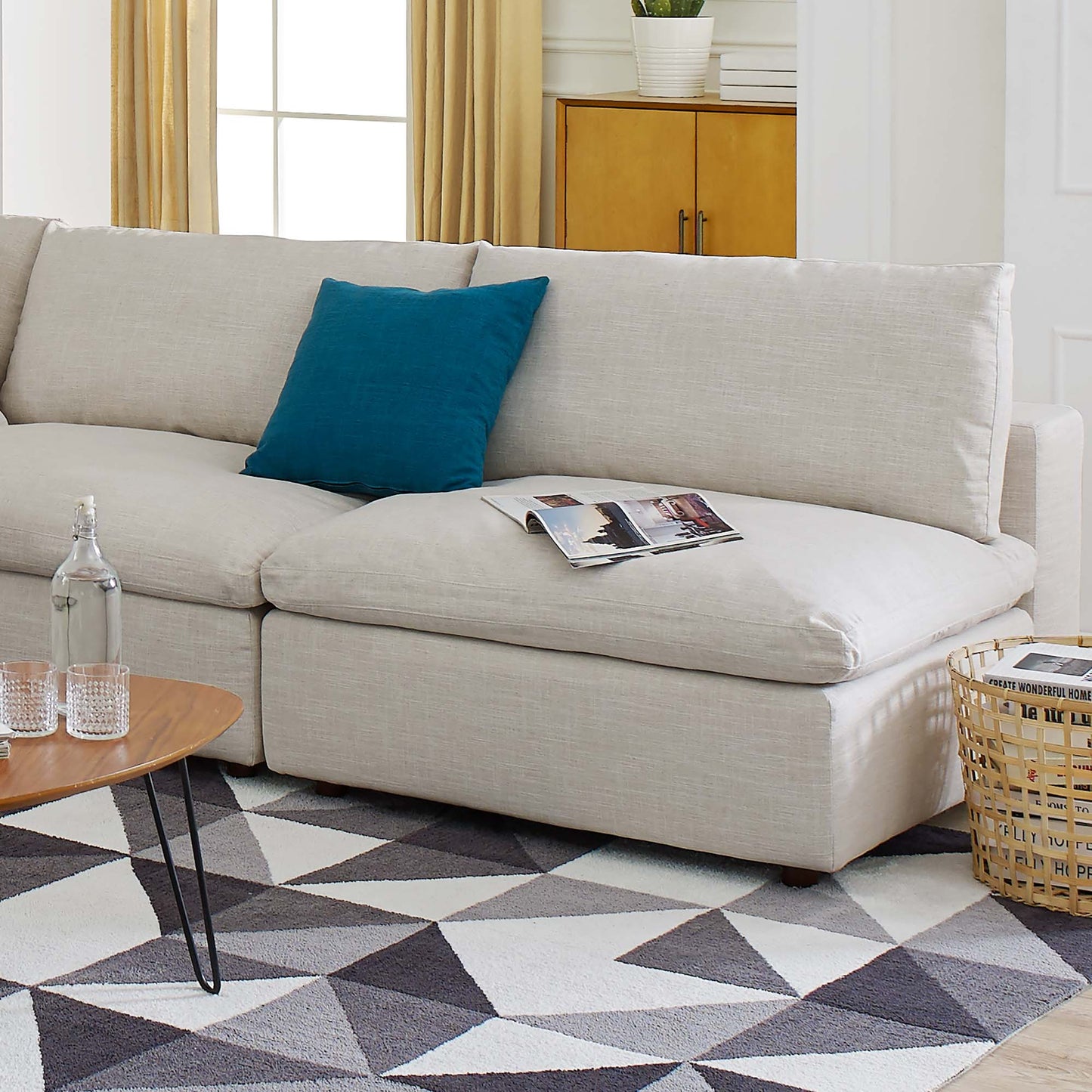 Canapé sectionnel sans accoudoirs 2 pièces rembourré en duvet Commix