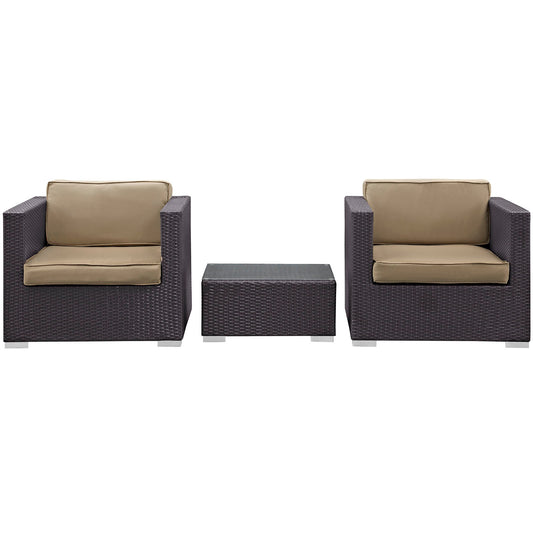 Conjunto de sofás para exteriores Burrow de 3 piezas de Modway