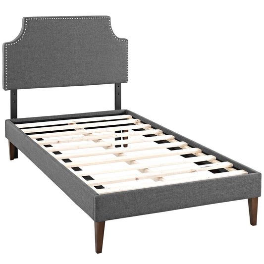 Laura Fabric Twin Platform Bed with Squared Tapered Legs