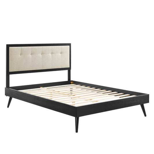 Cama Queen con plataforma de madera de sauce y patas acampanadas de Modway