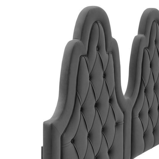 Tête de lit capitonnée Augustine en velours haute performance pour lit king size/king size californien