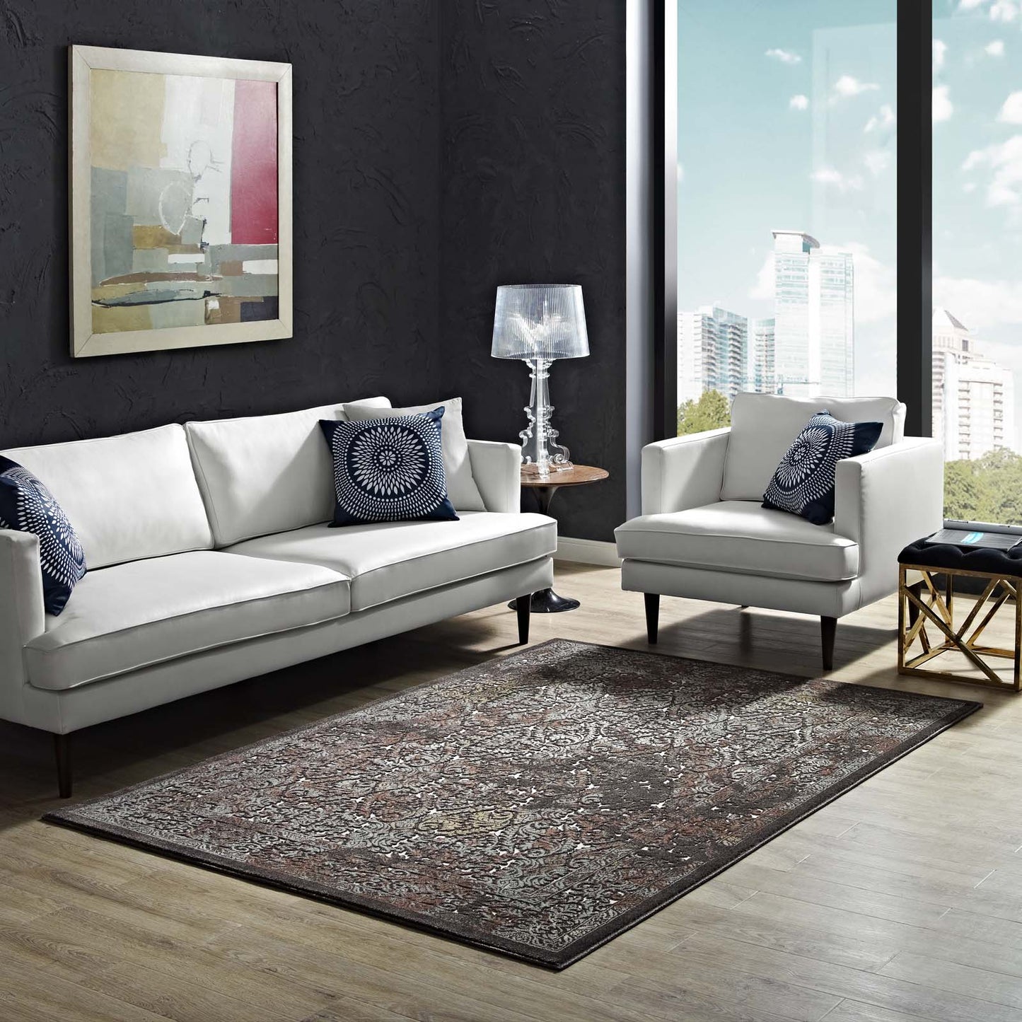 Tapis turc vintage orné Westia 5x8