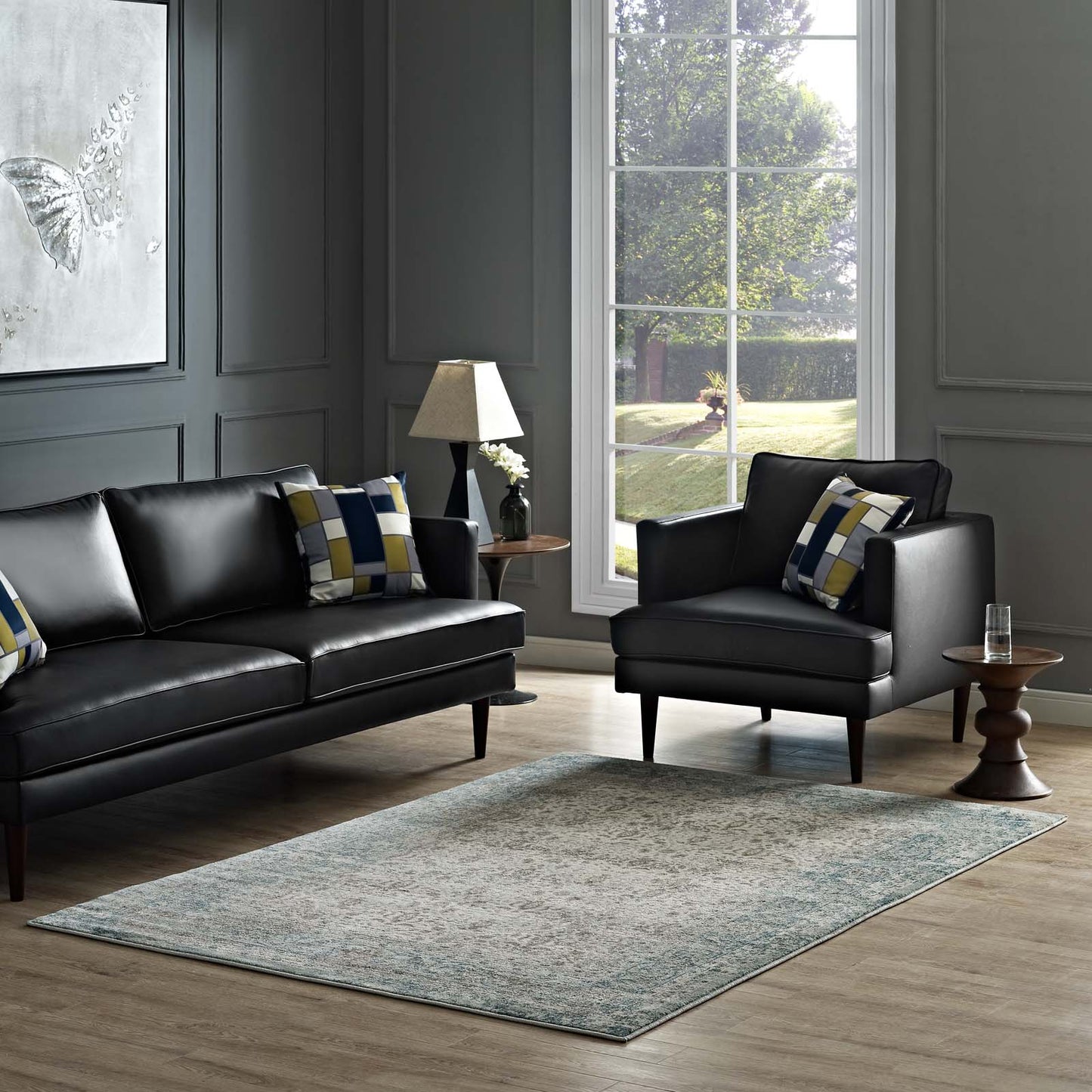 Tapis Dilys à motif floral vintage vieilli 8 x 10