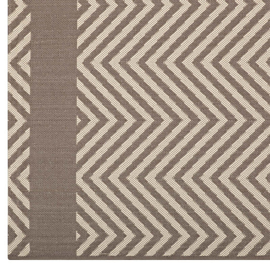 Optica Chevron With End Borders Indoor and Outdoor 5x8 Area Rug