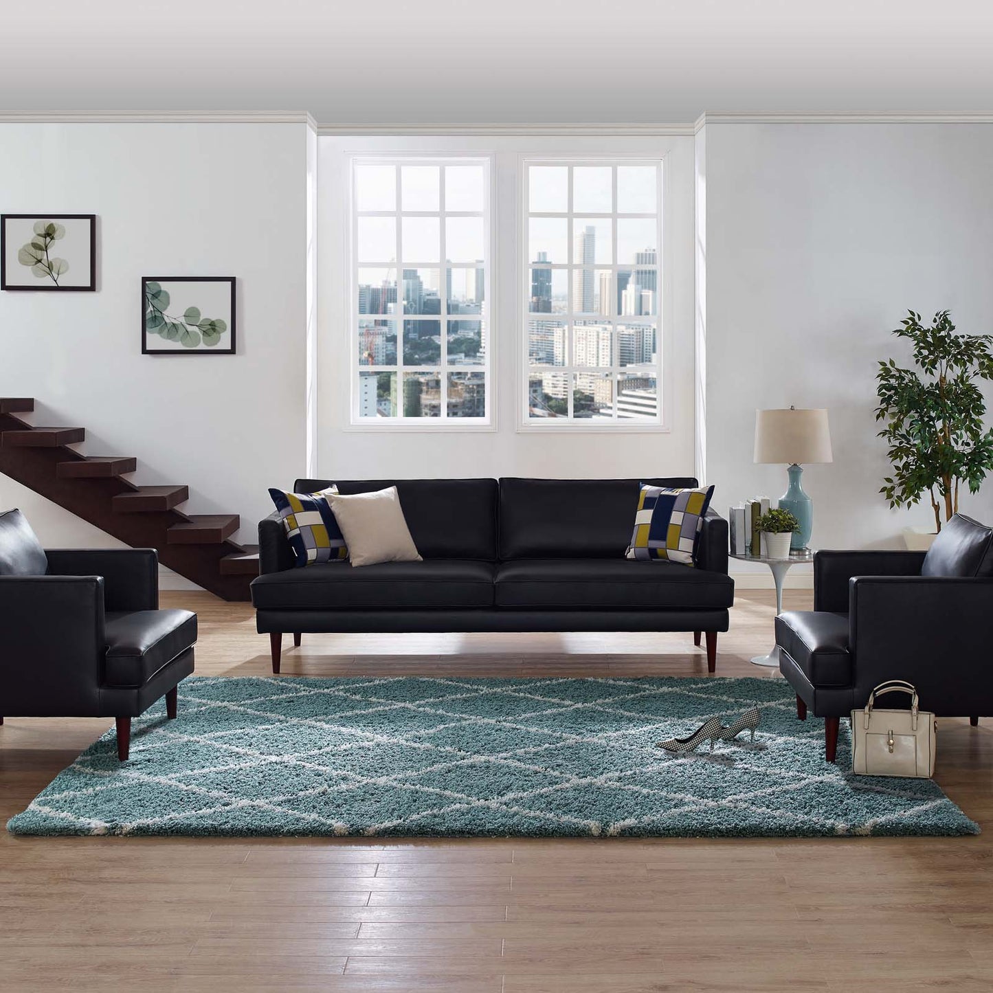 Tapis à poils longs Toryn Diamond Lattice 8x10