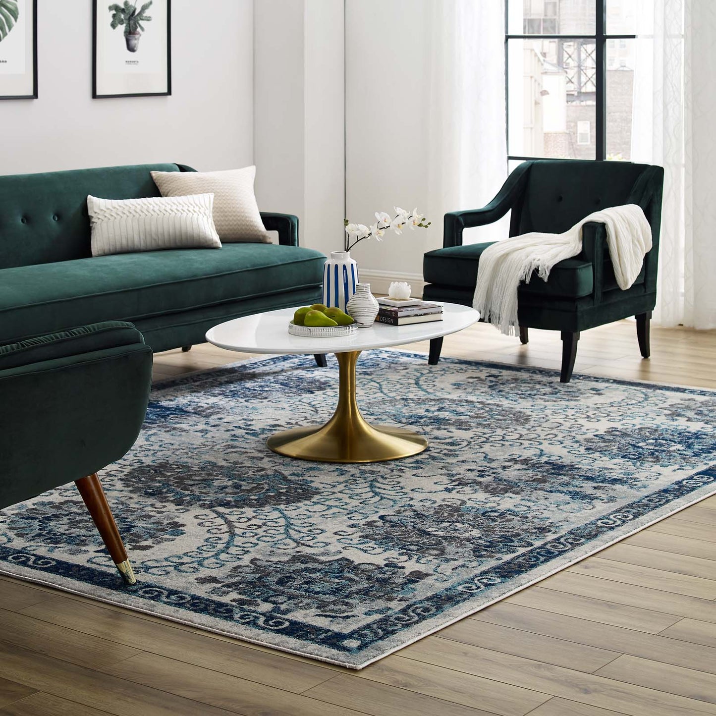 Tapis Entourage Kensie à motif floral marocain vieilli 8 x 10