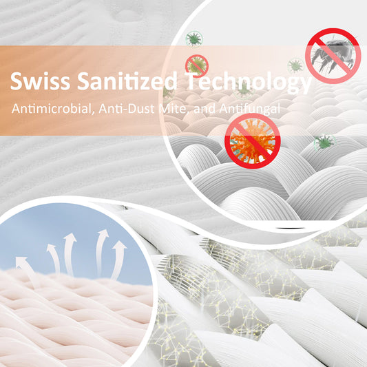 Matelas Queen 10 pouces avec oreillers, matelas en mousse à mémoire de forme gel, matelas hybride mi-ferme certifié CertiPUR-US, Queen