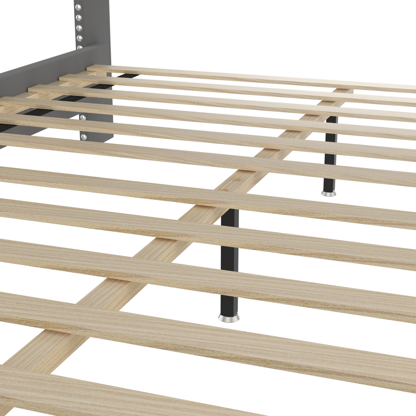 Cadre de lit rembourré en velours avec tête de lit capitonnée à canal vertical, têtes de clous décoratives modernes, cadre de lit pleine grandeur Beige