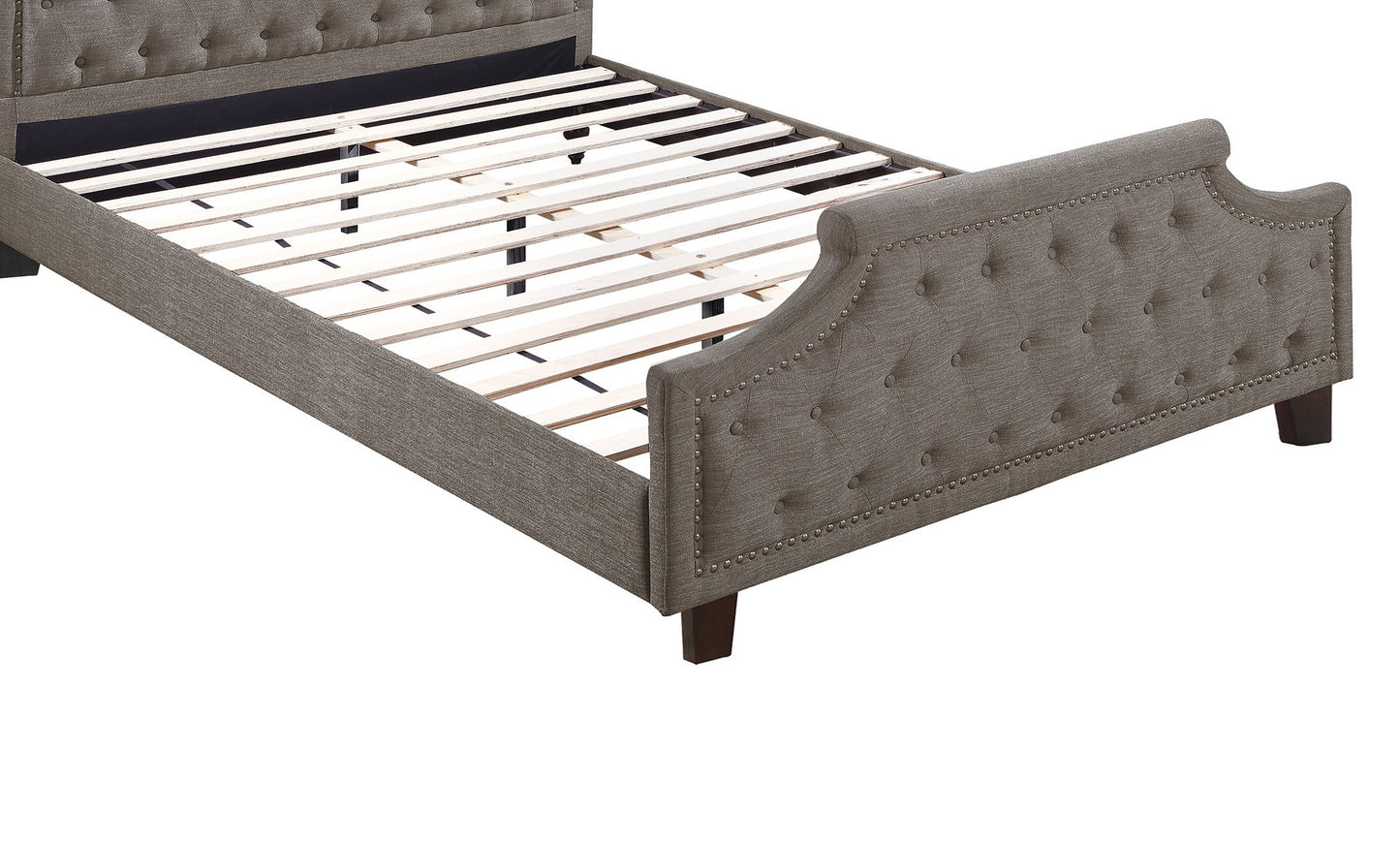 Cabecero con botones y pie de cama de estilo moderno, estilo tradicional americano, de polifibra marrón, 1 pieza, tamaño completo, muebles para dormitorio