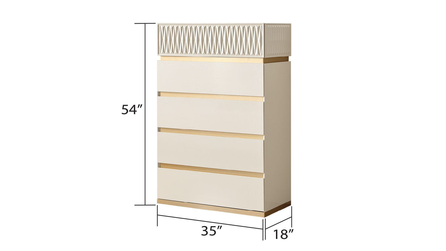 Ensemble de chambre à coucher Queen de style moderne 5 pièces en bois beige
