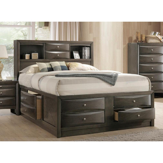 Lit king size ACME Ireland Eastern en chêne gris 22696EK