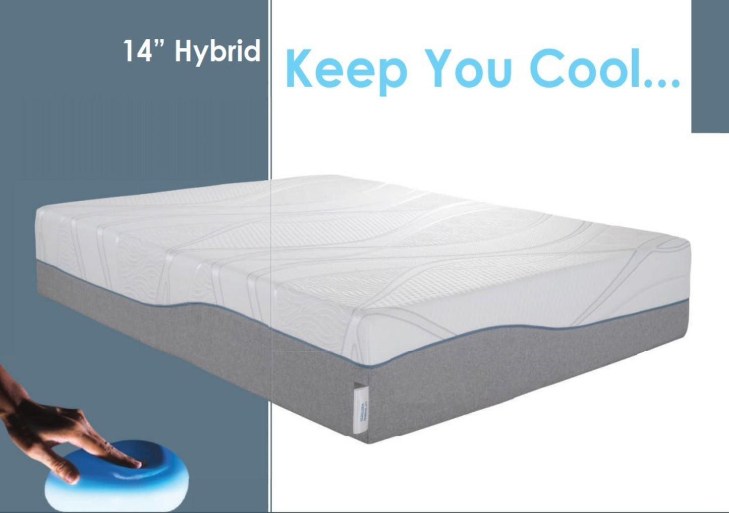 TWIN XL SIZE- Kruger 14" Medium Cooling Gel Memory Edge Support Pocket Spring Removable Cover Hybrid Mattress