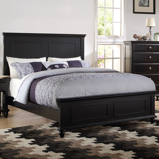 Black Color Eastern King Size Bed Bedroom Furniture High Panel Headboard Footboard Plywood 1pc Bedframe