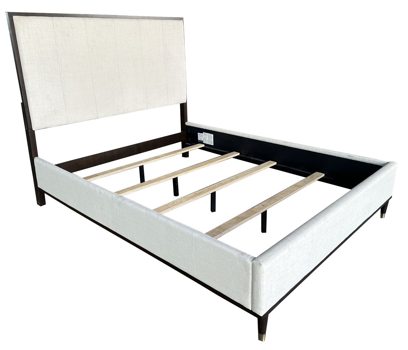 ACME Carena Queen Bed, Light Gray Fabric, White & Brown Finish BD02027Q