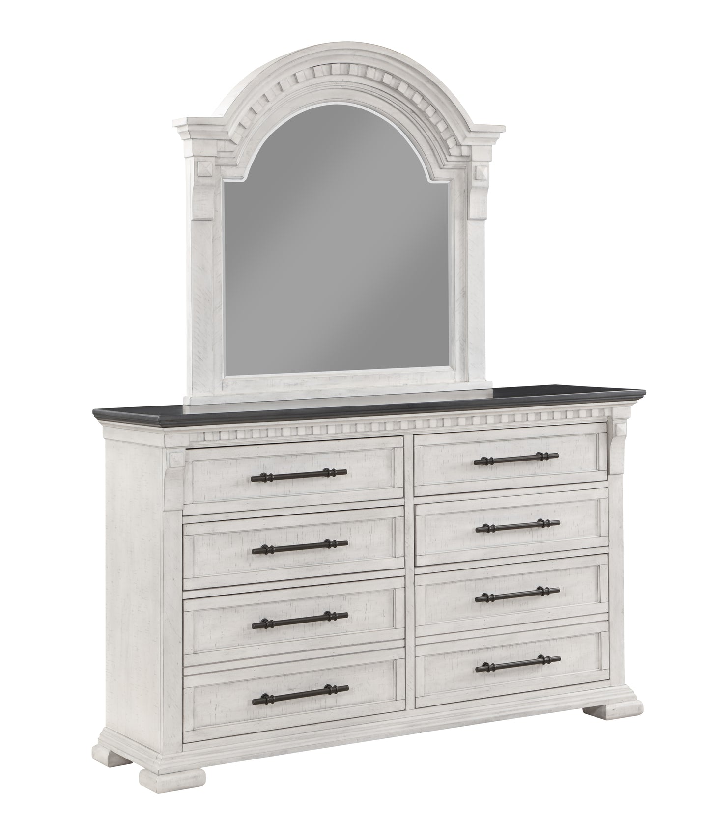 Transitional Style 4 Pc Queen Bedroom Set Made with Wood in Antique White