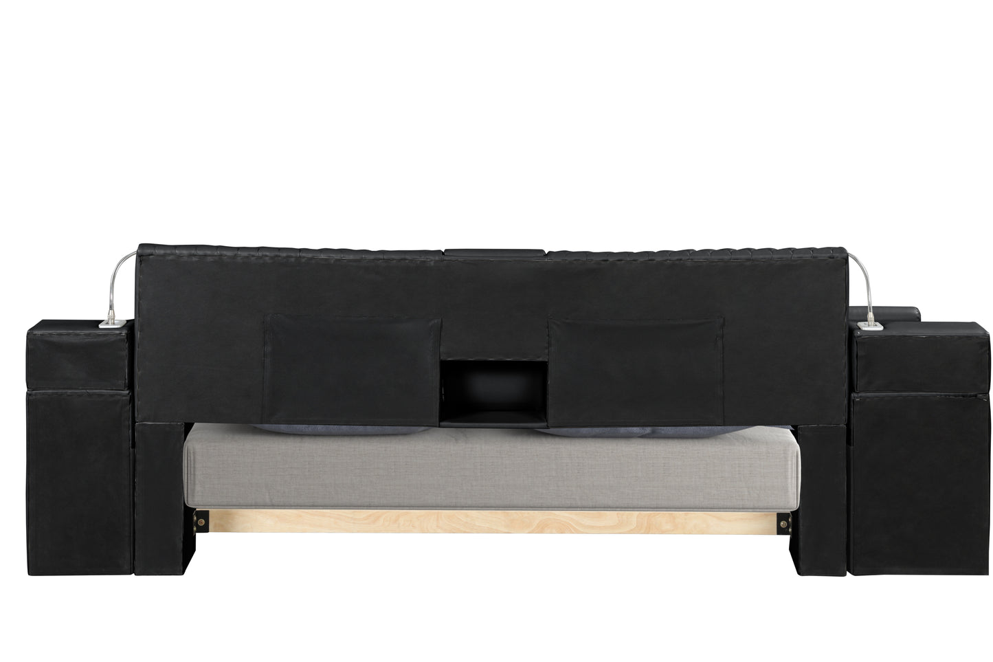 Smart Multifunctional King Size Bed Made with Wood in Black