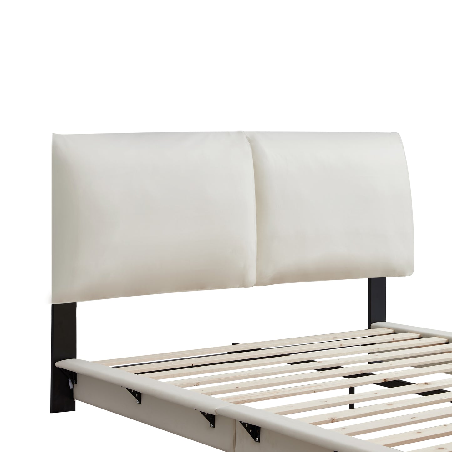 Full Size Upholstered Platform Bed with Sensor Light and Ergonomic Design Backrests, White