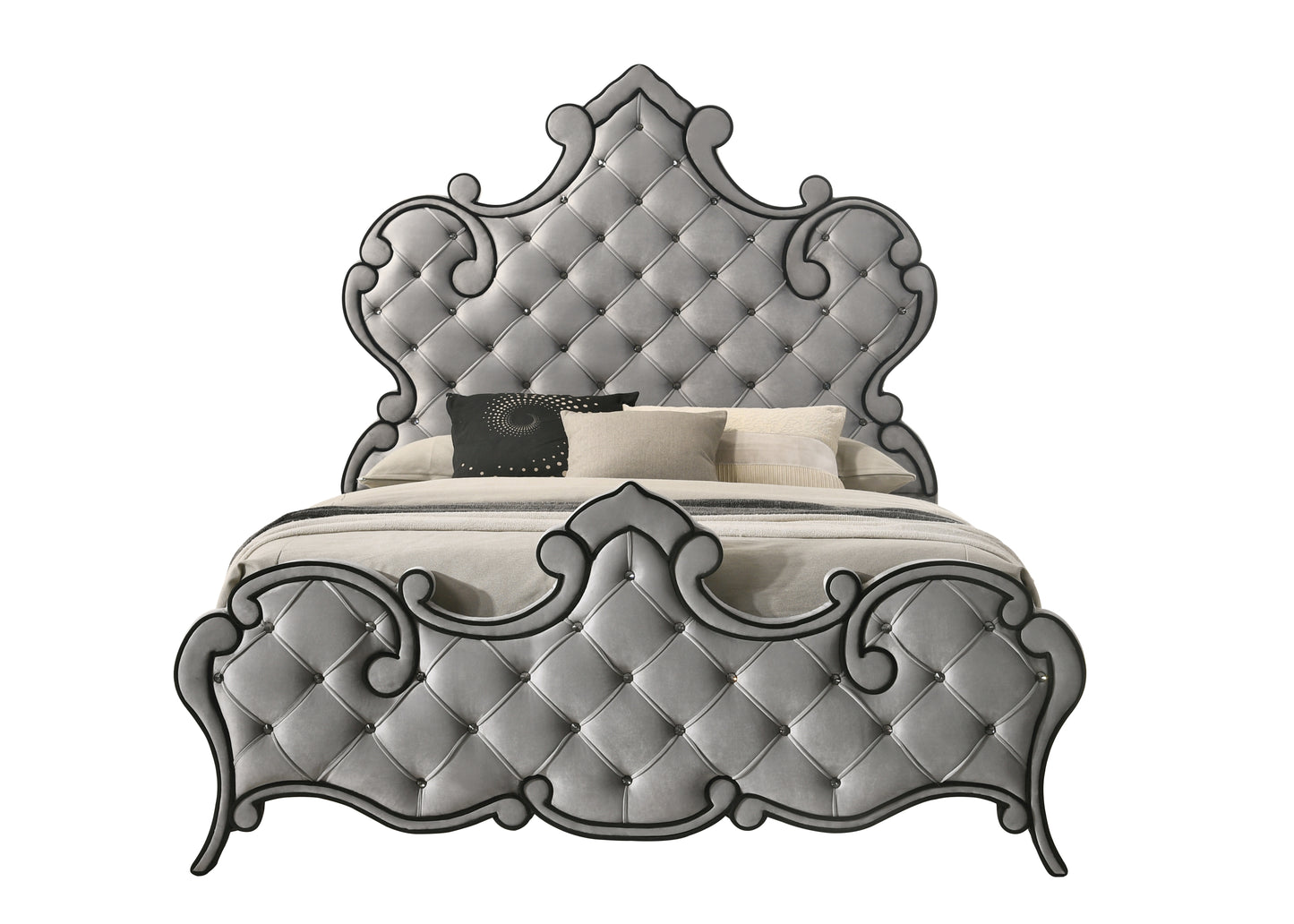 ACME Perine Queen Bed , Gray Velvet BD01062Q