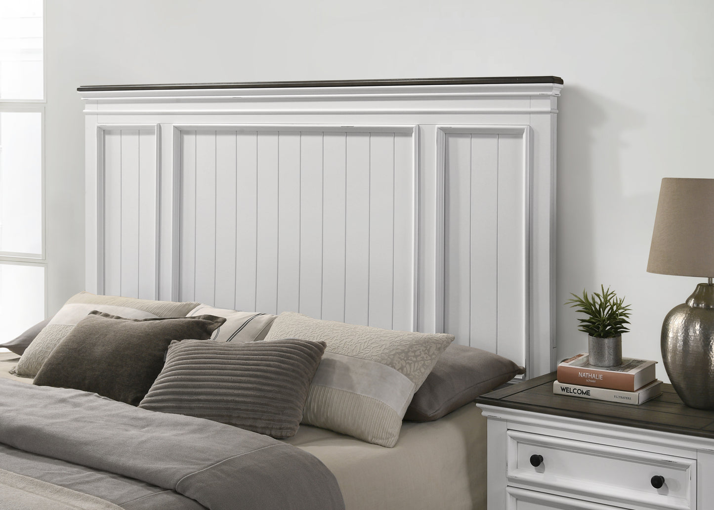 Clelane Wood Bedroom Set with Shiplap Panel King Bed, Dresser, Mirror, and Nightstand