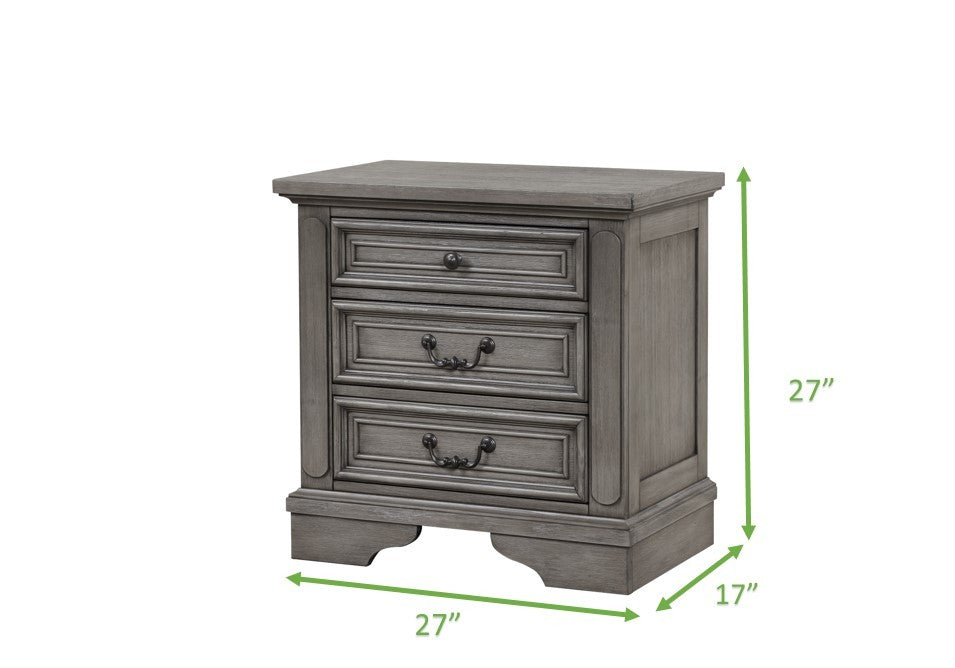 Traditional Style King 5 Pc Bedroom Set Made with Wood in Rustic Gray