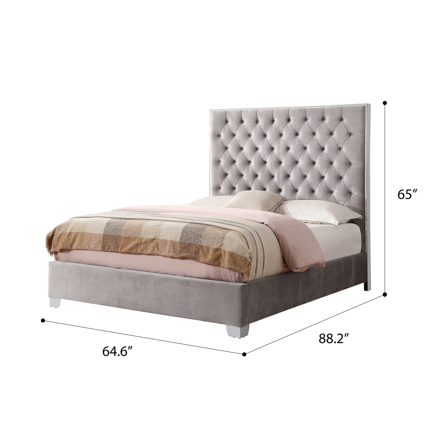 Wallace & Bay Artet Gray Queen Upholstered Bed