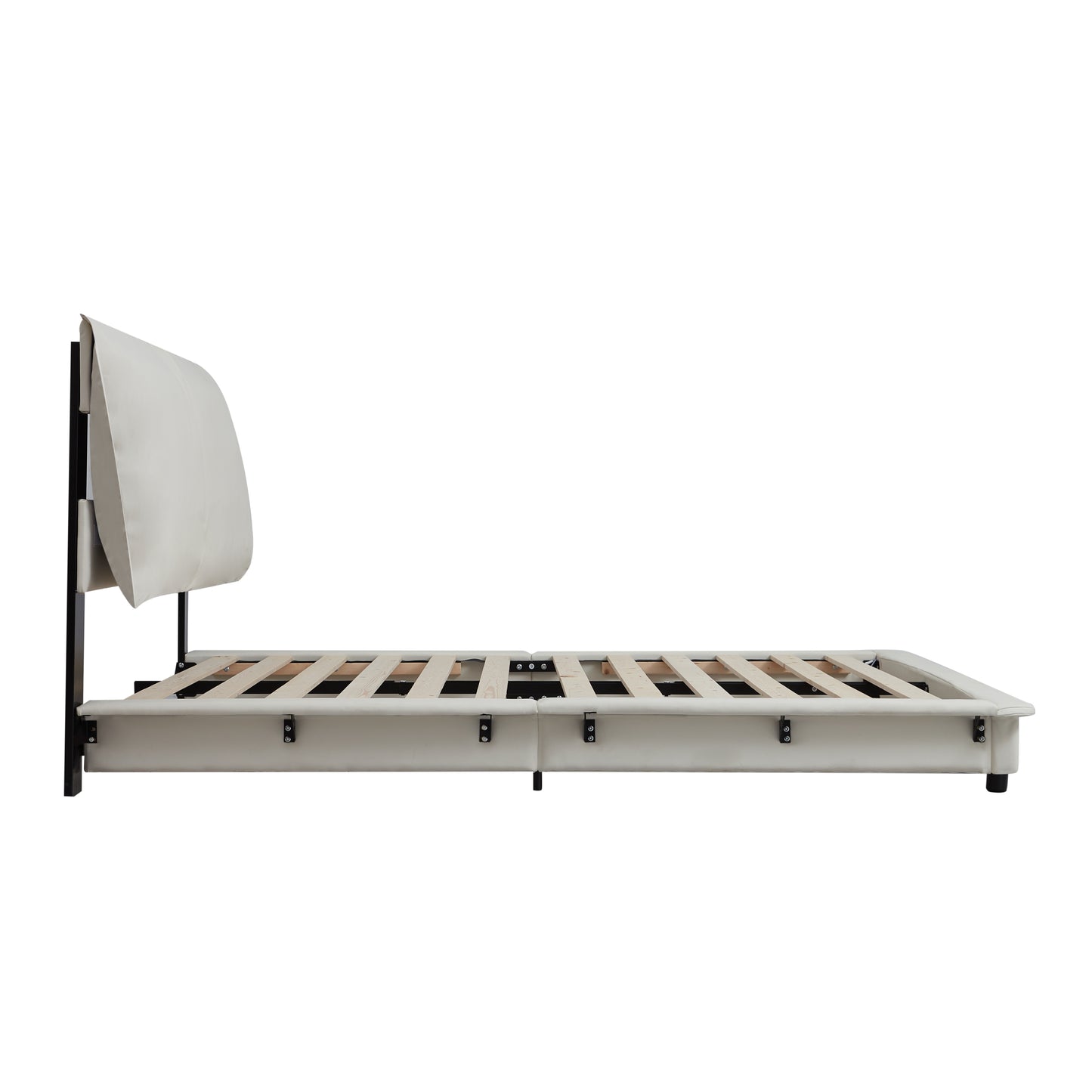 Full Size Upholstered Platform Bed with Sensor Light and Ergonomic Design Backrests, White