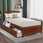 Twin Platform Storage Bed Wood Bed Frame with Two Drawers and Headboard, Walnut(Previous SKU: SF000062DAA)