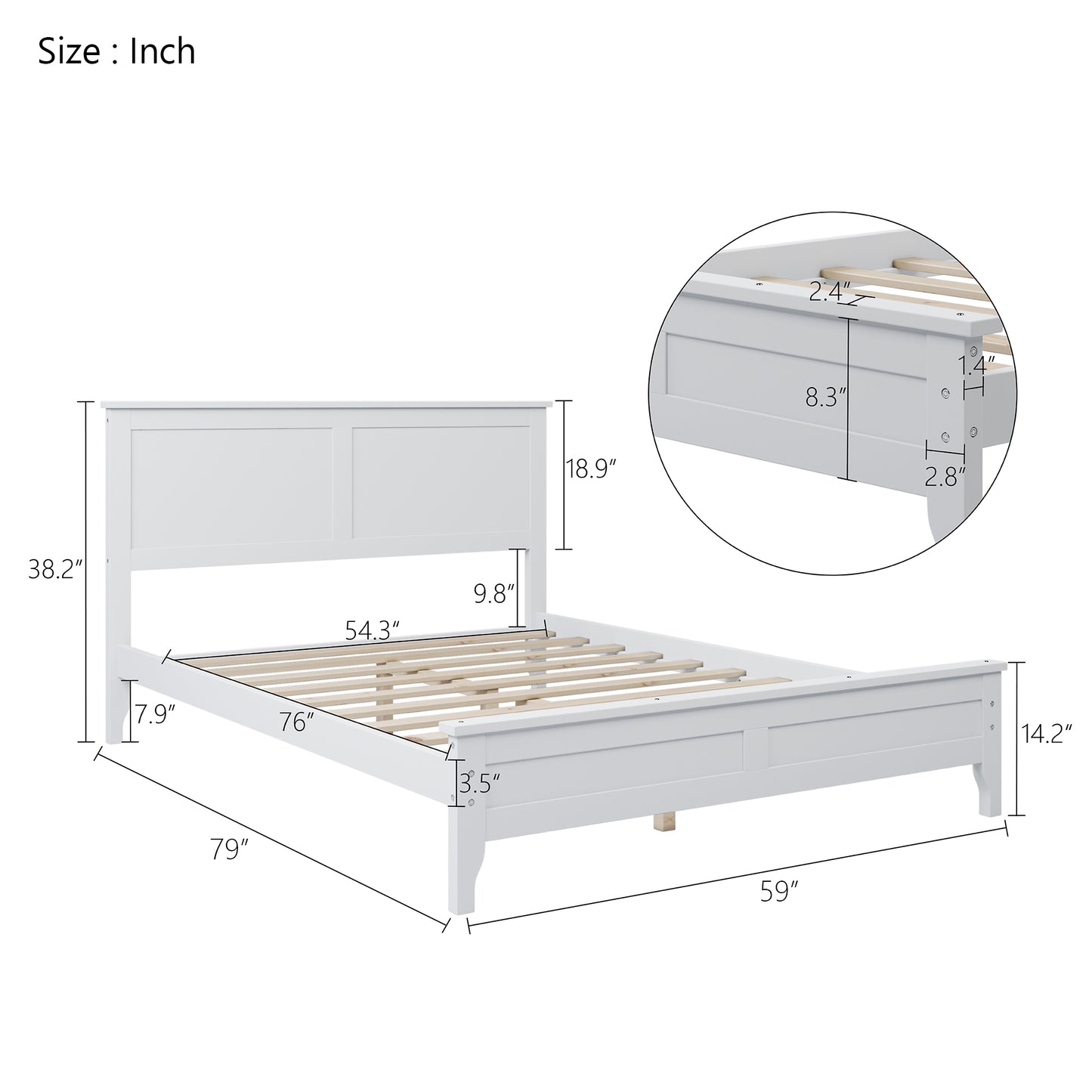 Modern White Solid Wood Full Platform Bed (old sku:WF283524AAK)