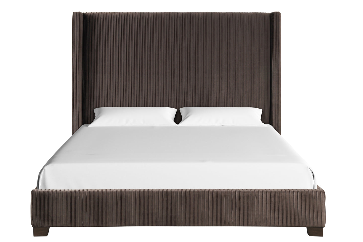 Queen Upholstered Bed In a Box Dark Brown