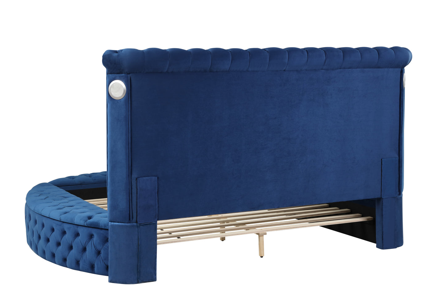 Queen Size Tufted Storage Bed made with Wood in Blue