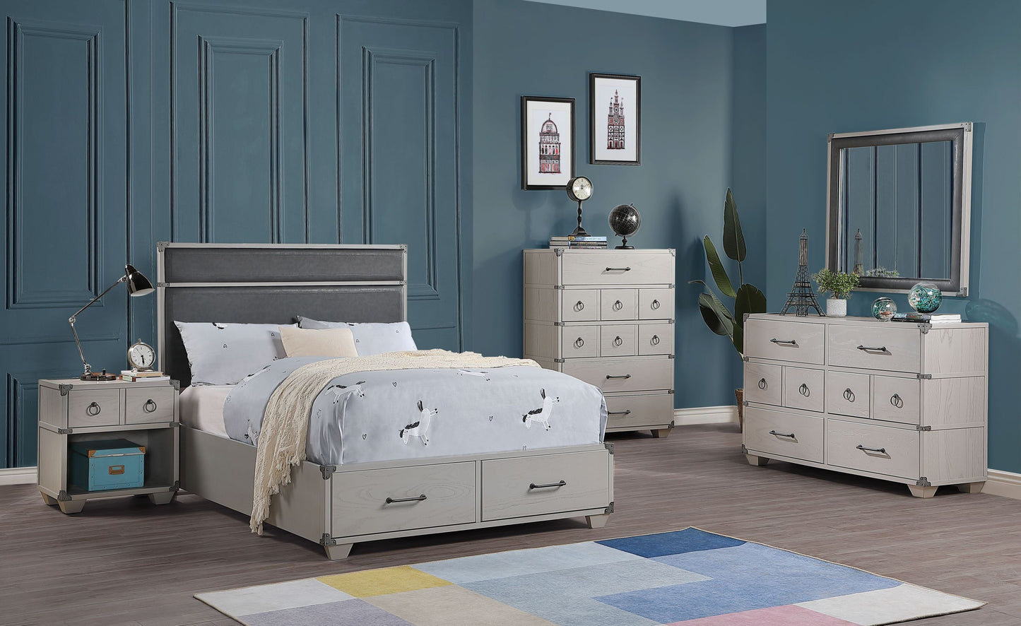 ACME Orchest Full Bed w/Storage, Gray PU & Gray 36135F