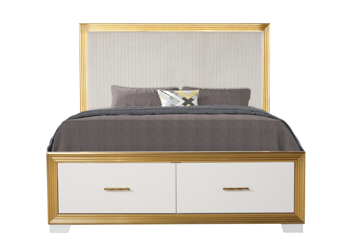 Contemporary Style 5PC Queen Bedroom Set Made with Wood & Gold Finish