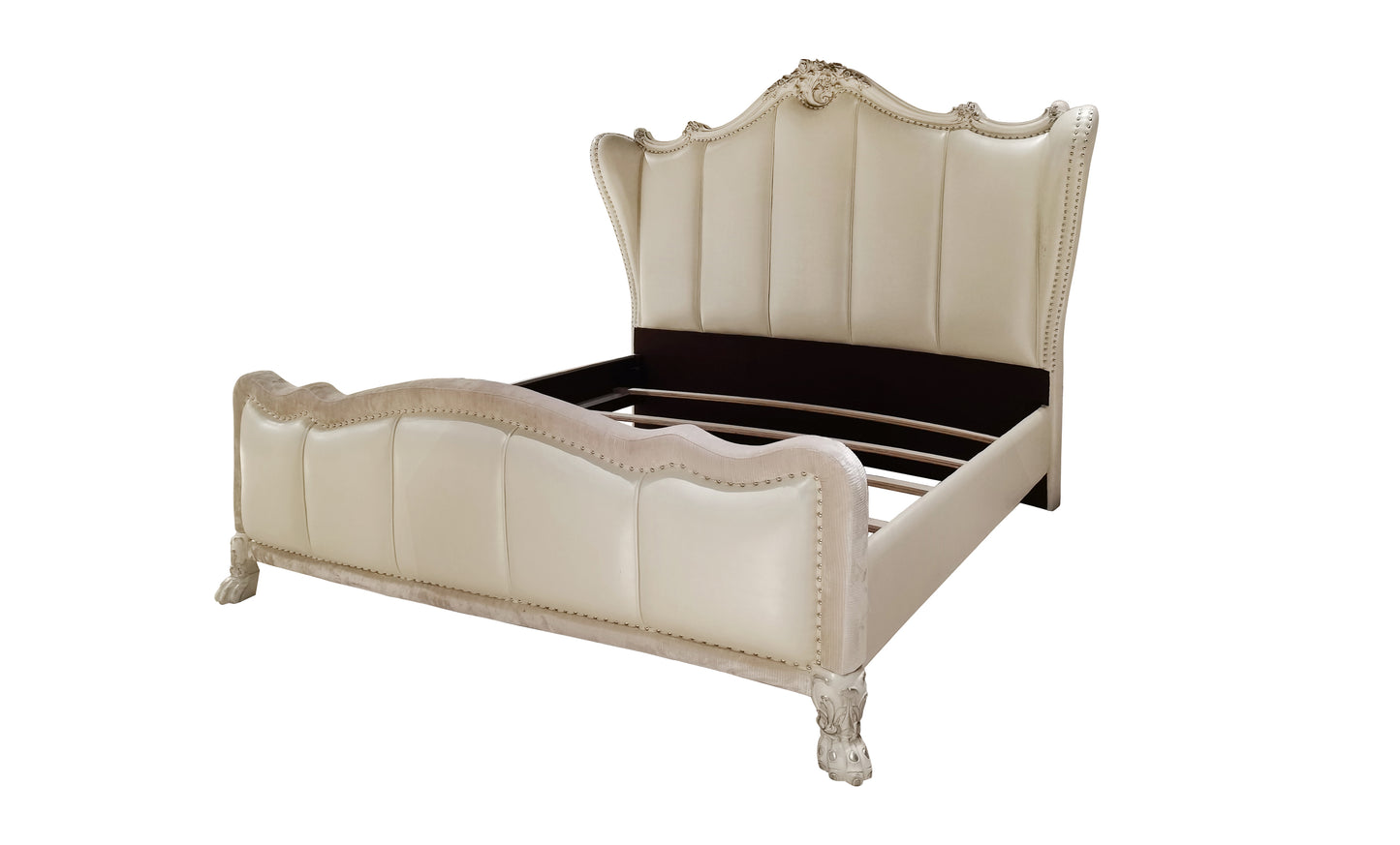 ACME Dresden  Queen Bed in PU & Bone White Finish BD01674Q