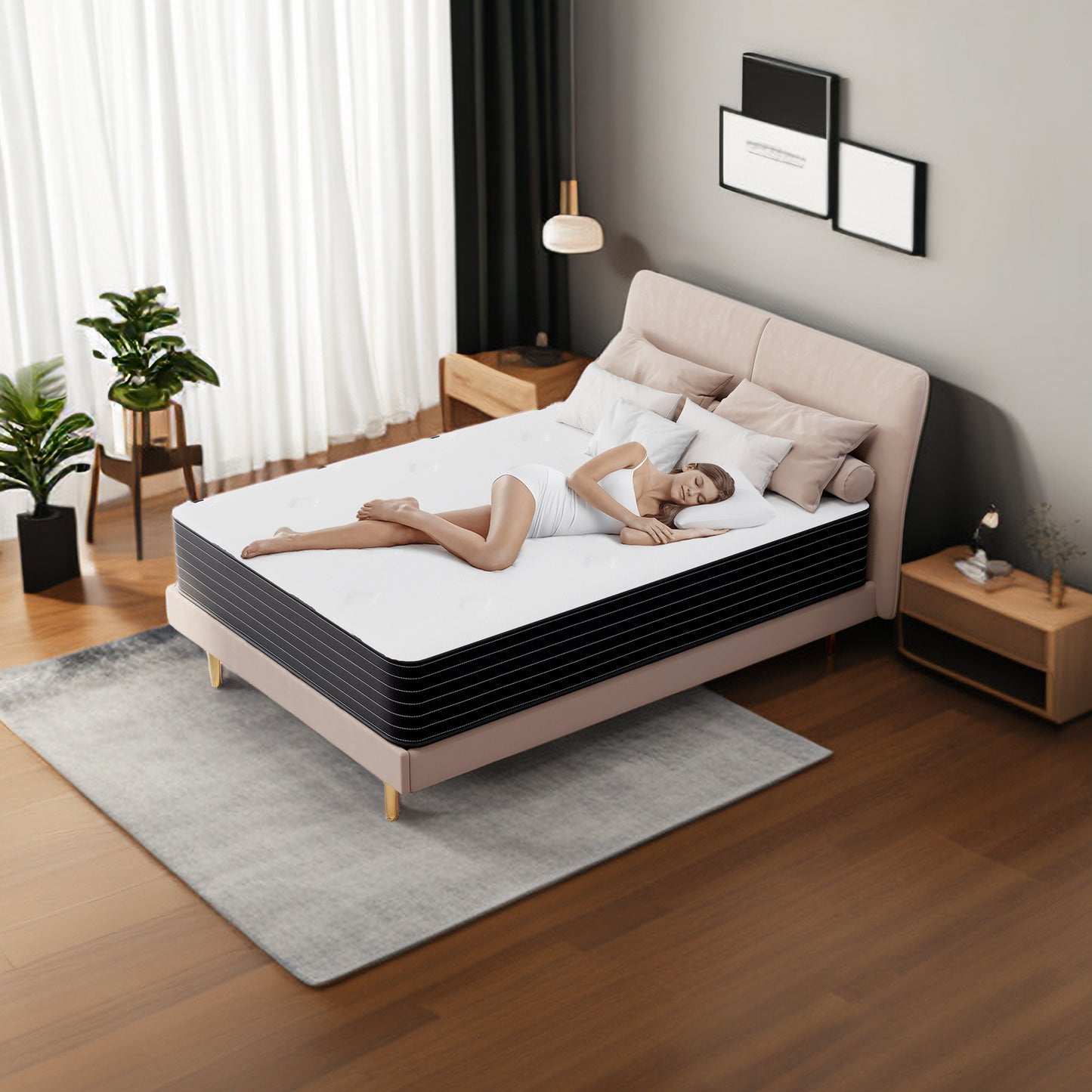 Twin  size Mattresses , Memory Foam Hybrid Queen Mattresses in a Box,Individual Pocket Spring Breathable Comfortable for Sleep Supportive and Pressure Relief