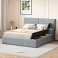 Queen Size Upholstered Platform Bed with Lateral Storage Compartments and Thick Fabric, Velvet, Gray