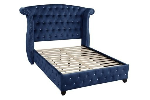 Queen 5 Pc Upholstery Bedroom Set Made With Wood in Blue