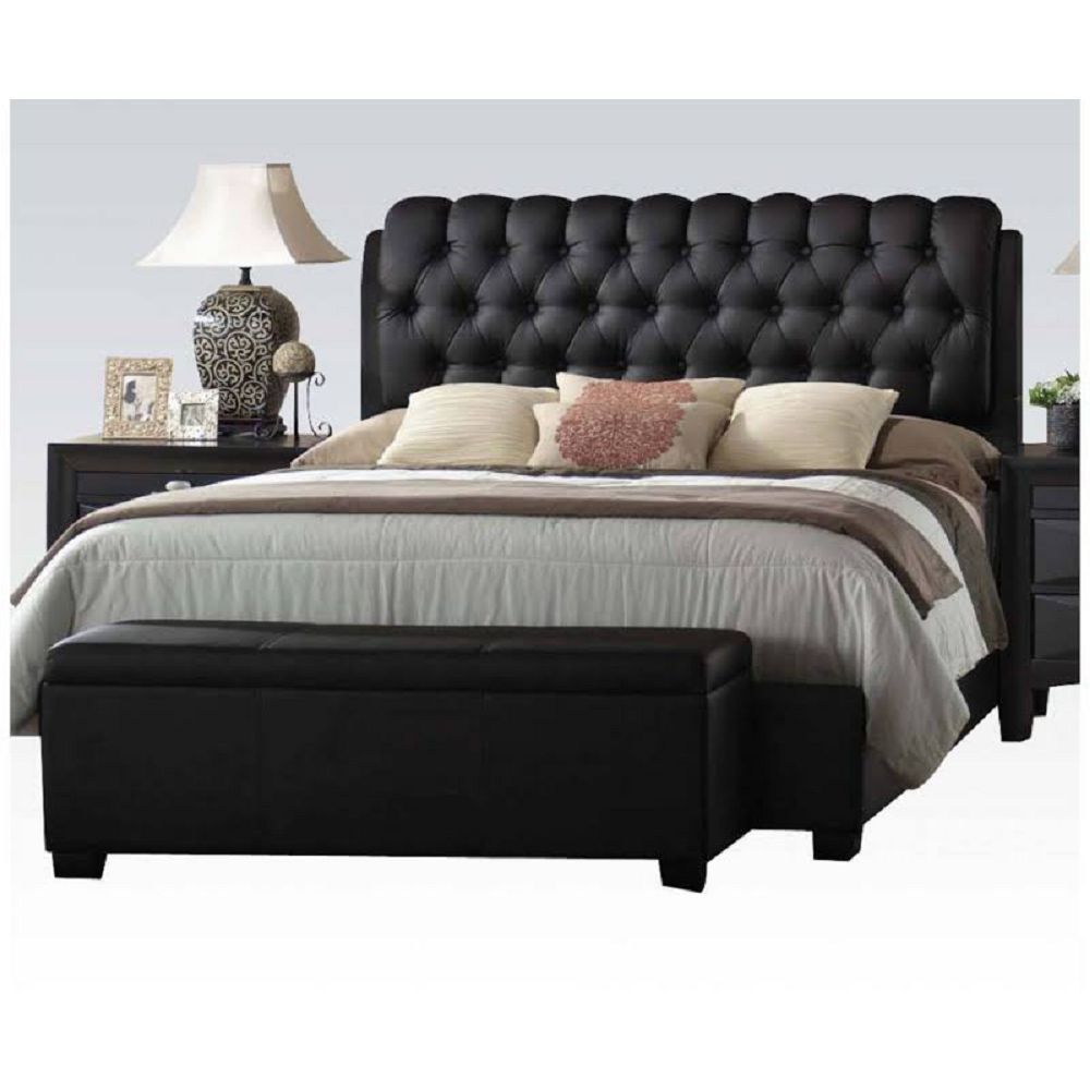 ACME Ireland II Queen Bed in Black PU 14350Q