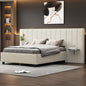 Full Size Upholstered Platform Bed with Big Headboard, Bedroom Furniture, Velvet, Beige