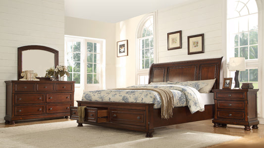 Baltimore Queen 4 Piece Bedroom Set Made With Wood in Dark Walnut