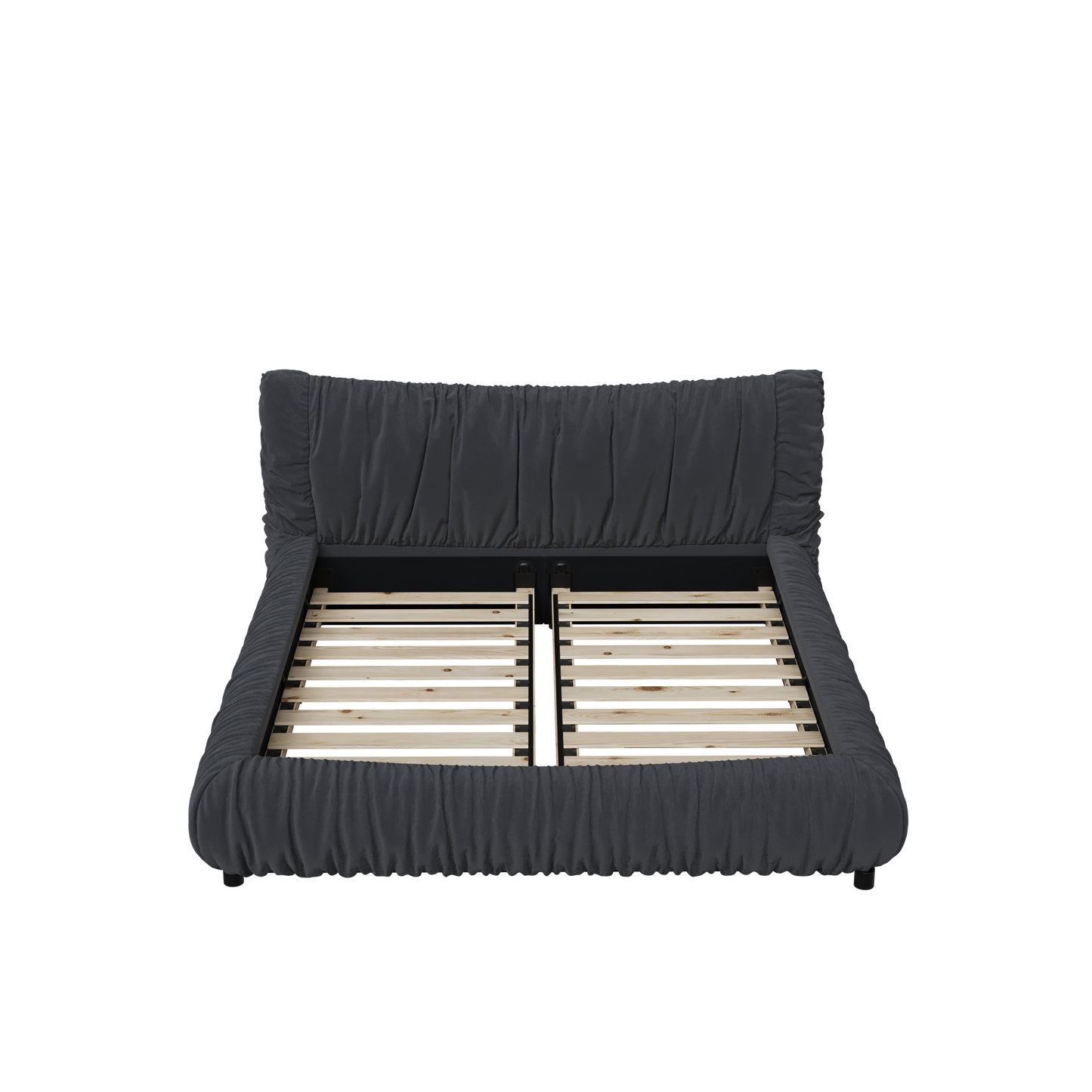 King Size Luxury Upholstered Platform Bed with Removable Cushion and Solid Wood Frame,suitable for Multiple heights of mattresses,DARK GREY