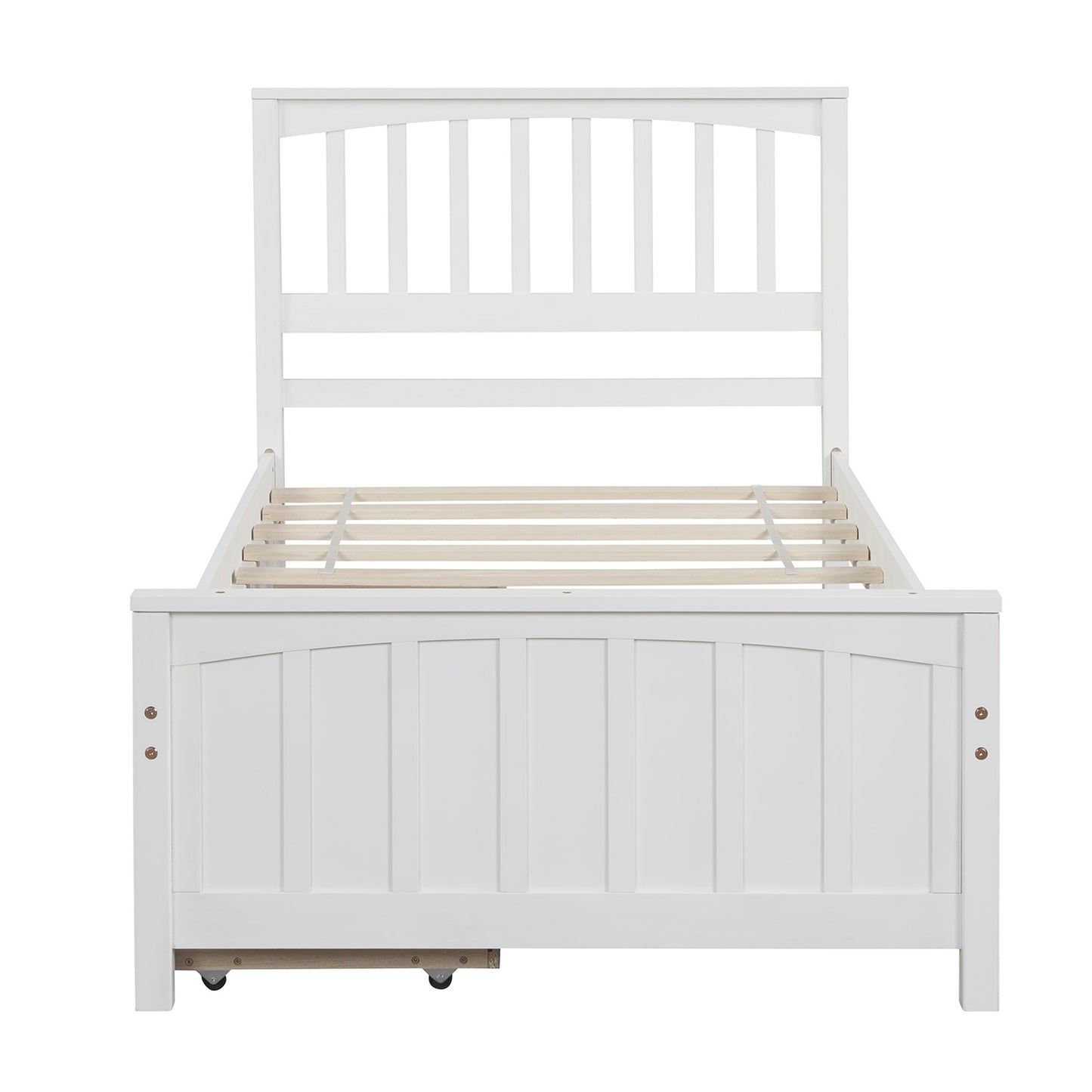 Twin size Platform Bed with Two Drawers, White