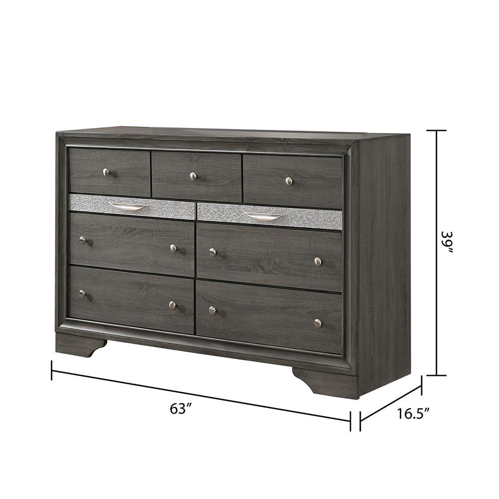 Traditional Style Full 4 Piece Storage Bedroom set made with Wood in Gray